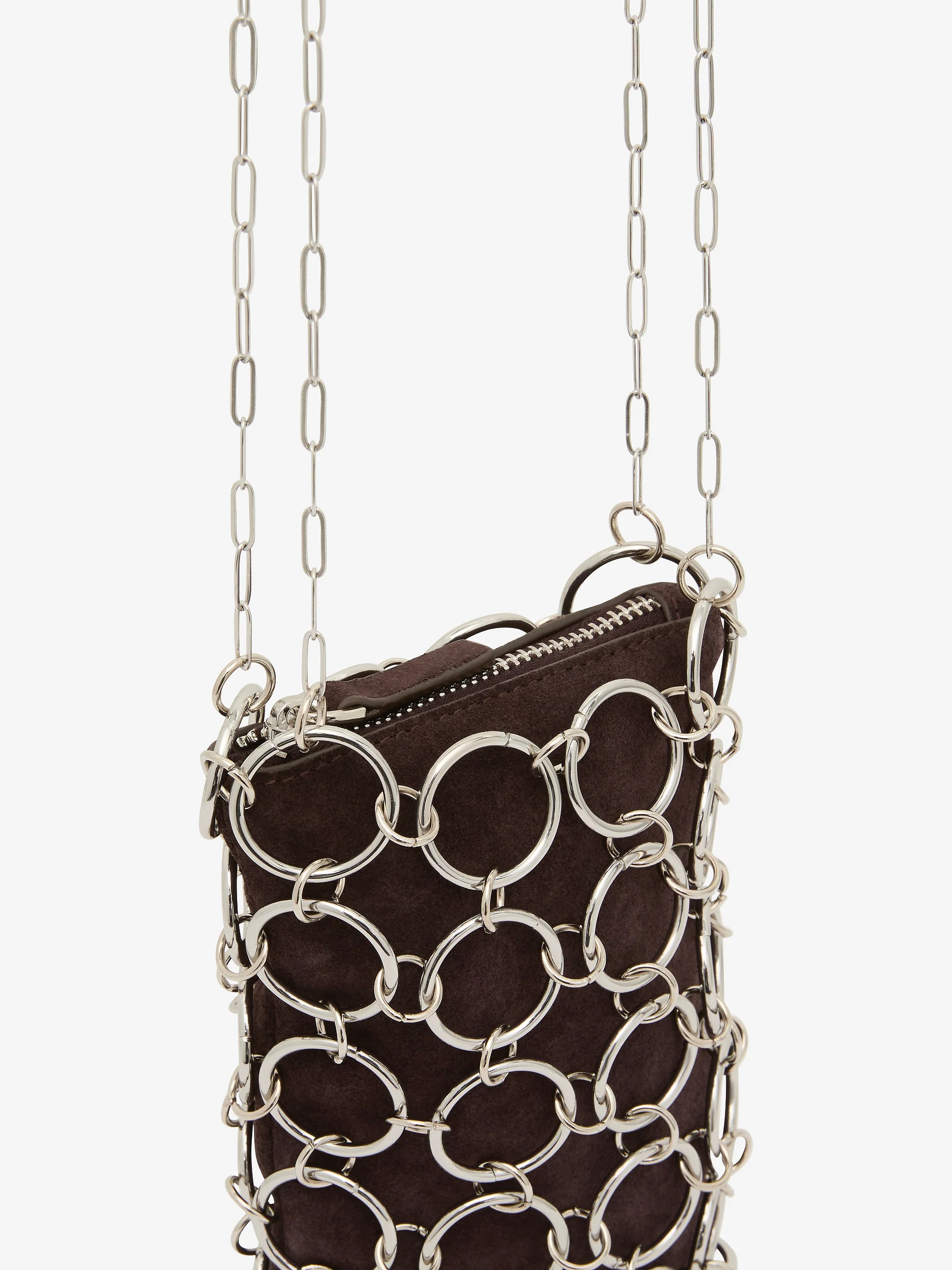ALEXANDRIA CHAIN BAG - CHOC SUEDE/SILVER - Image 2