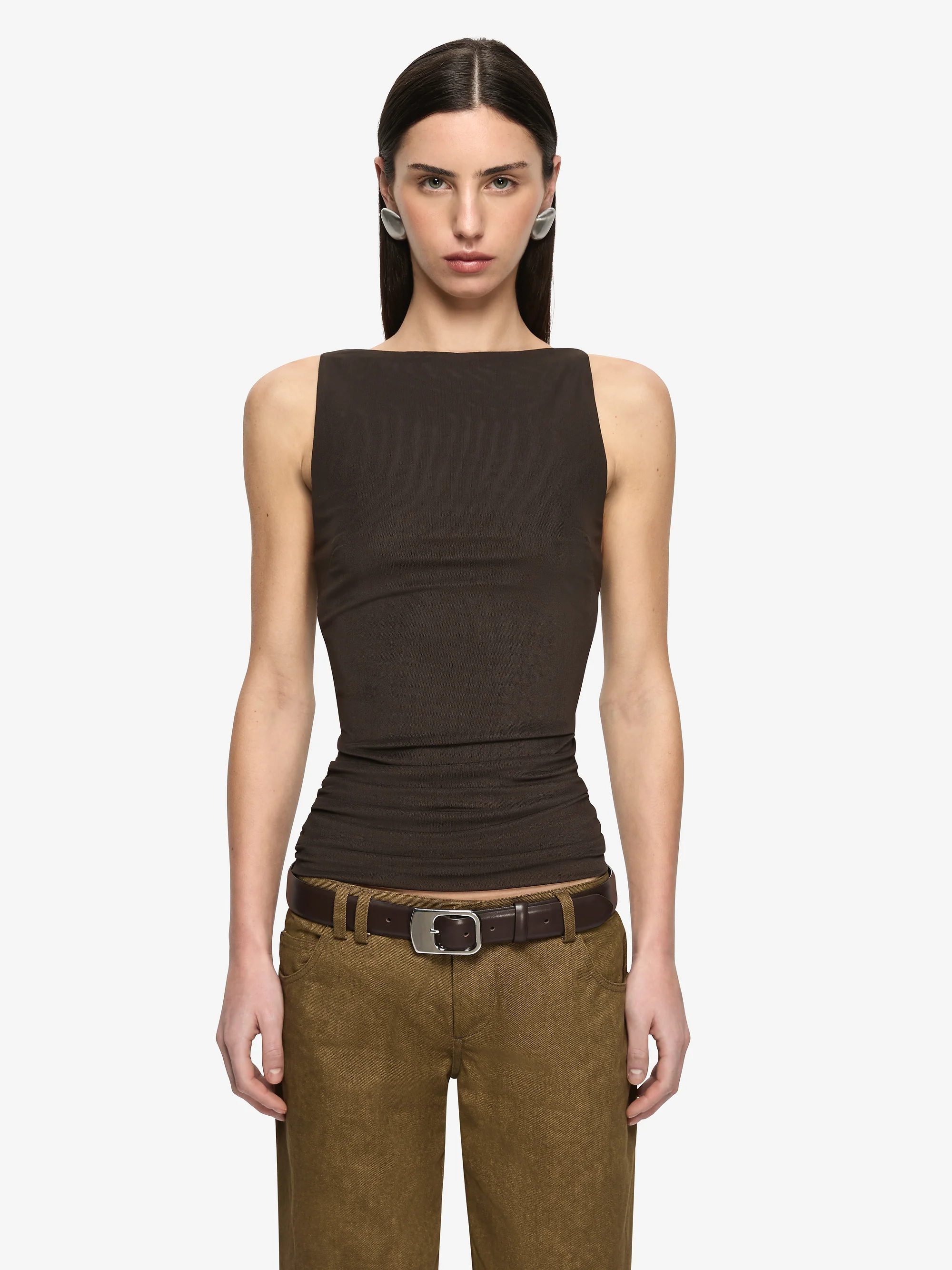 ALYNA BACKLESS TOP - BITTER CHOC/BLACK - Image 3