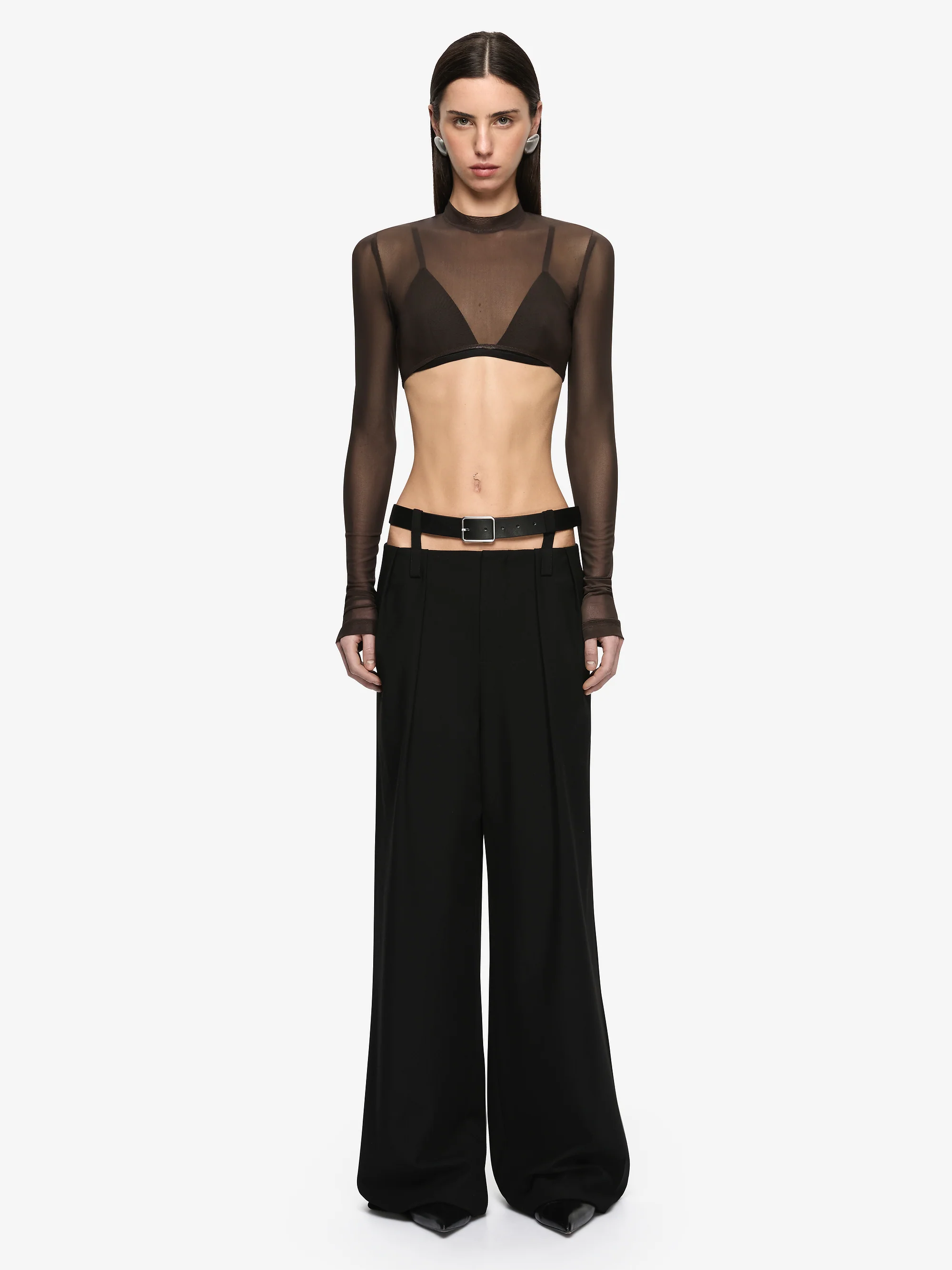 ALYNA LAYERED CROP TOP - BITTER CHOC/BLACK - Image 2