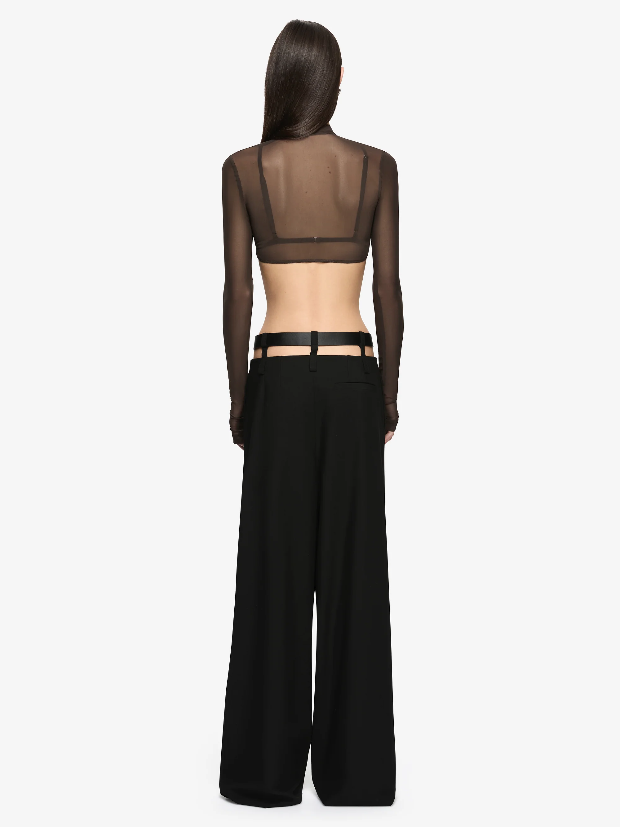 ALYNA LAYERED CROP TOP - BITTER CHOC/BLACK - Image 5