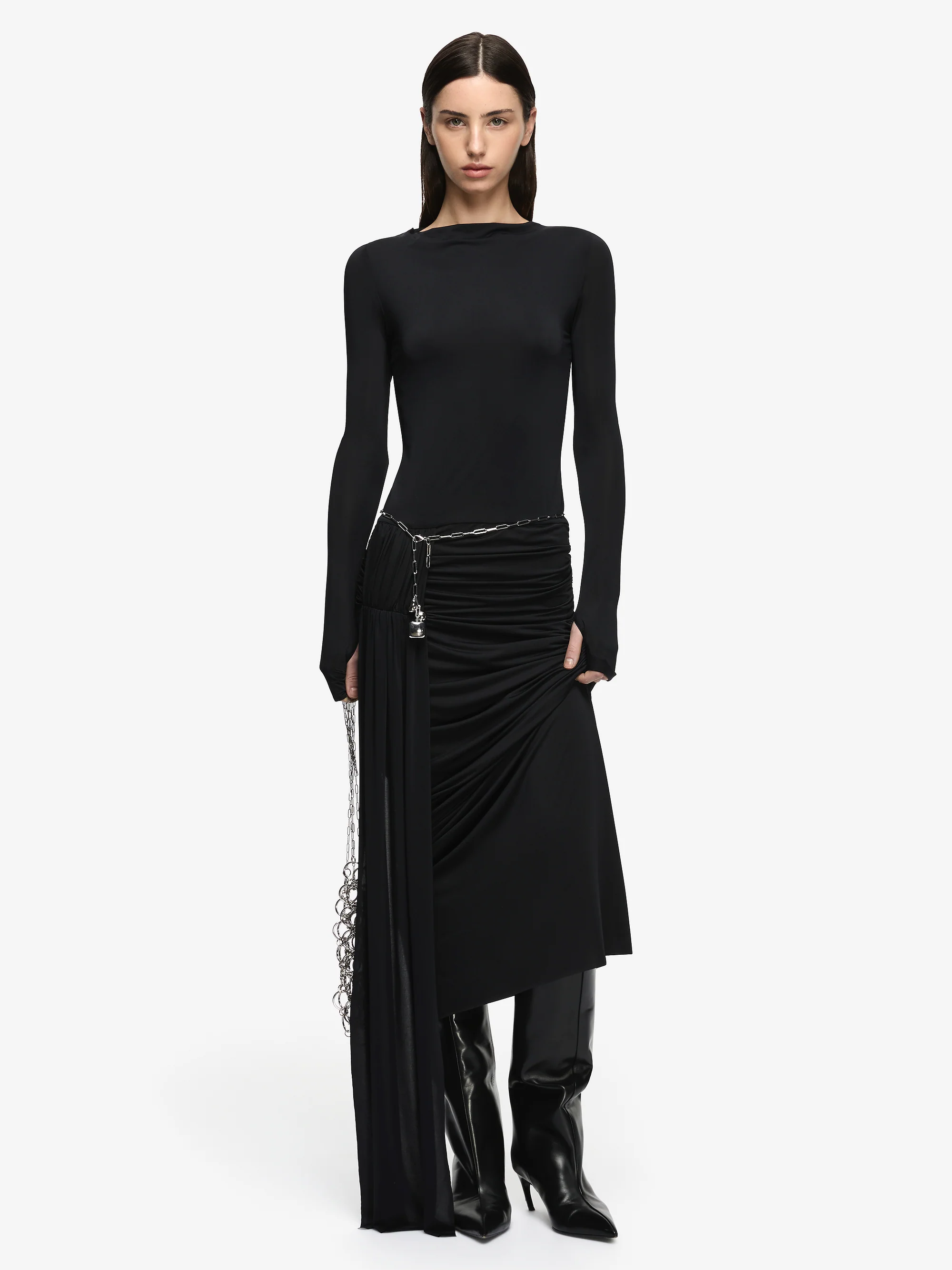 ANDREA LONG SLEEVE MAXI DRESS  - BLACK - Image 6