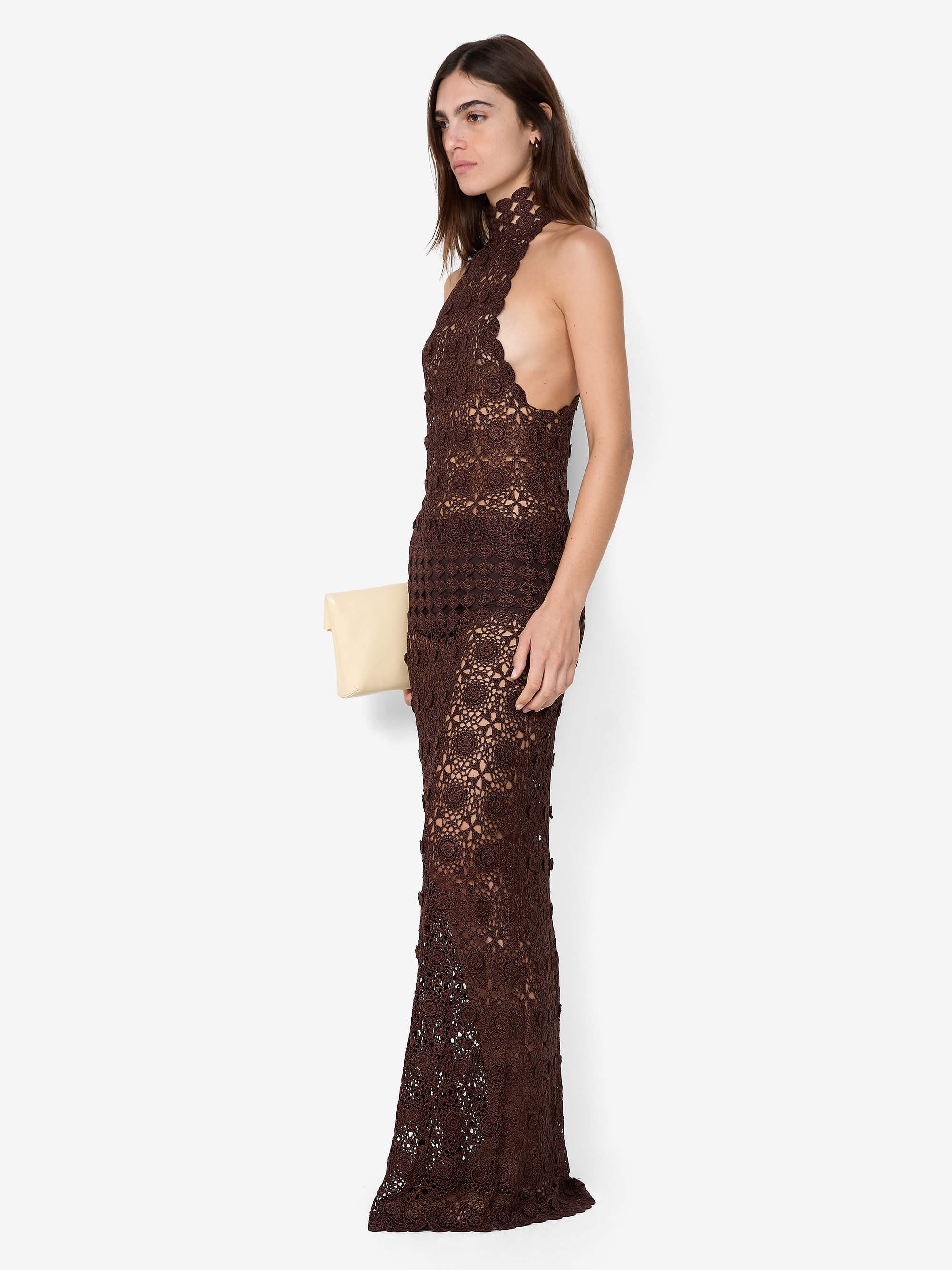 ANIA HALTER MAXI DRESS - DARK CHOCOLATE - Image 2