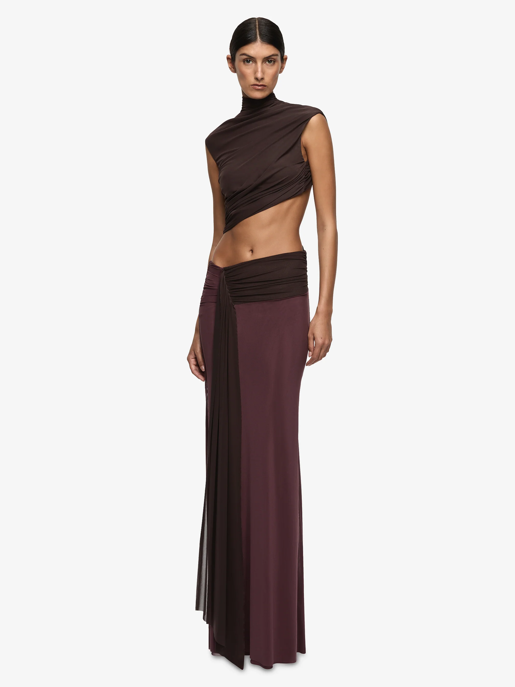 CONNI MAXI DRESS - AUBERGINE/DARK CHOC - Image 5