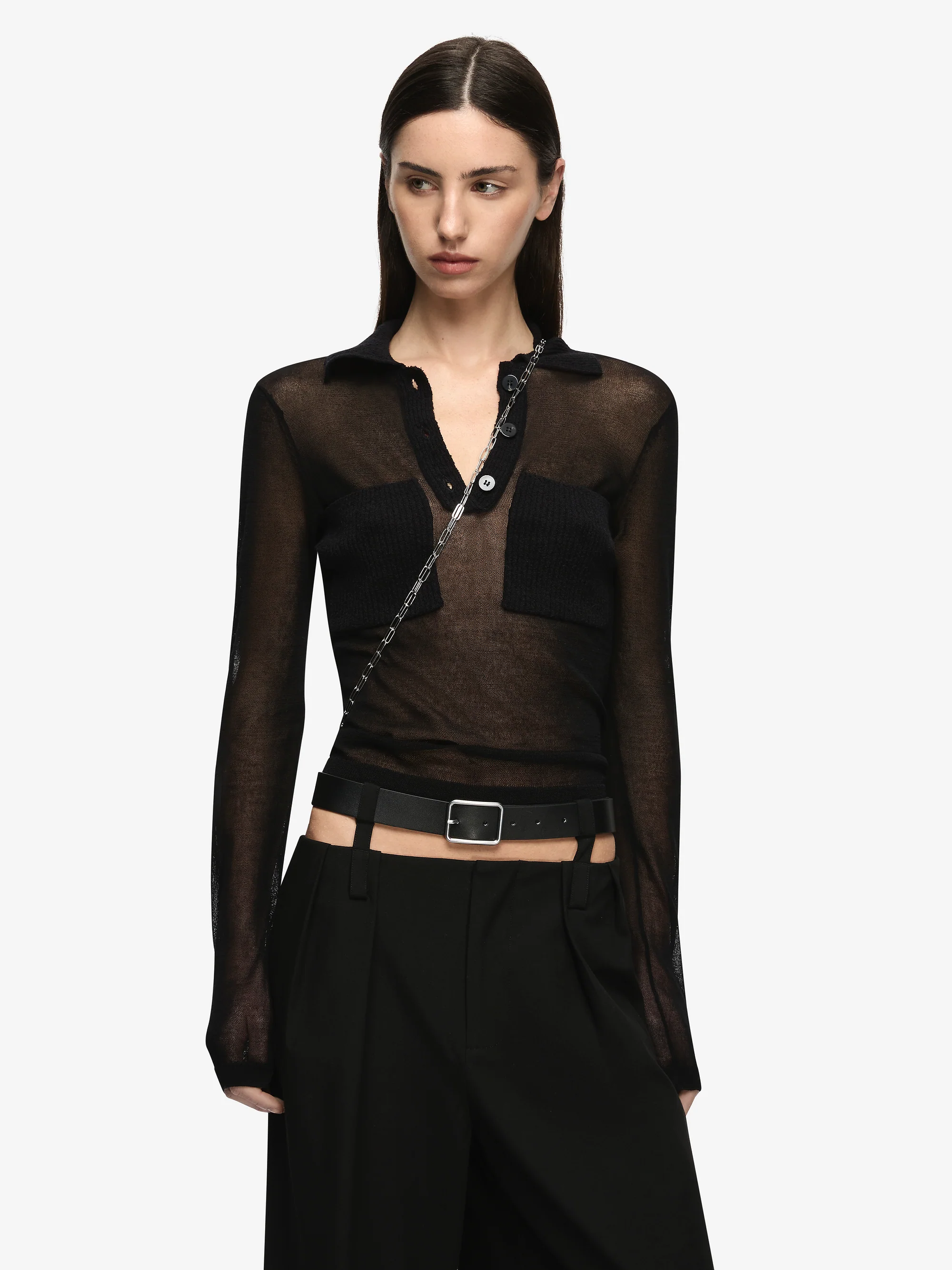 ELKE LONG SLEEVE TOP - BLACK - Image 3