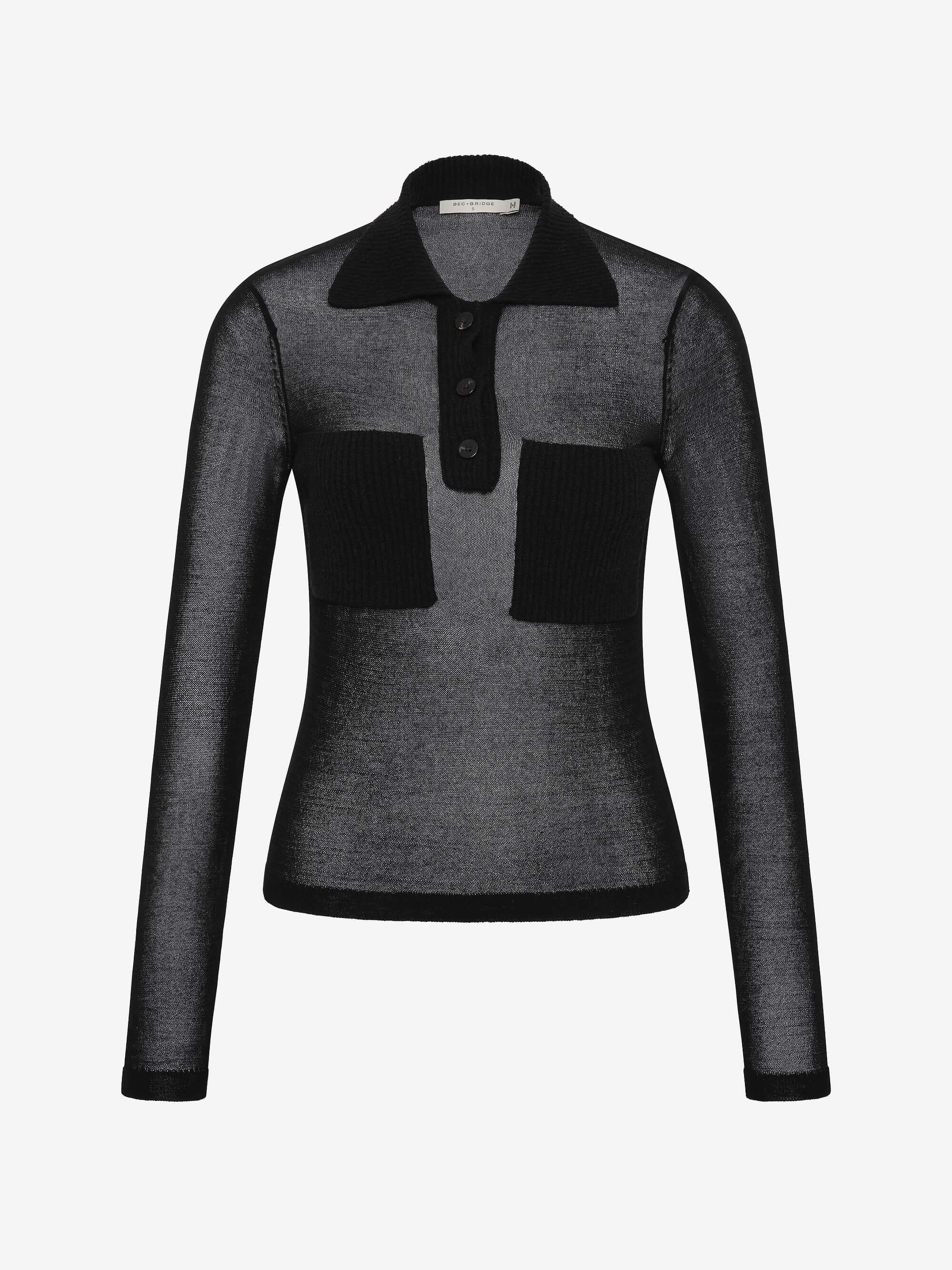 ELKE LONG SLEEVE TOP - BLACK - Image 5