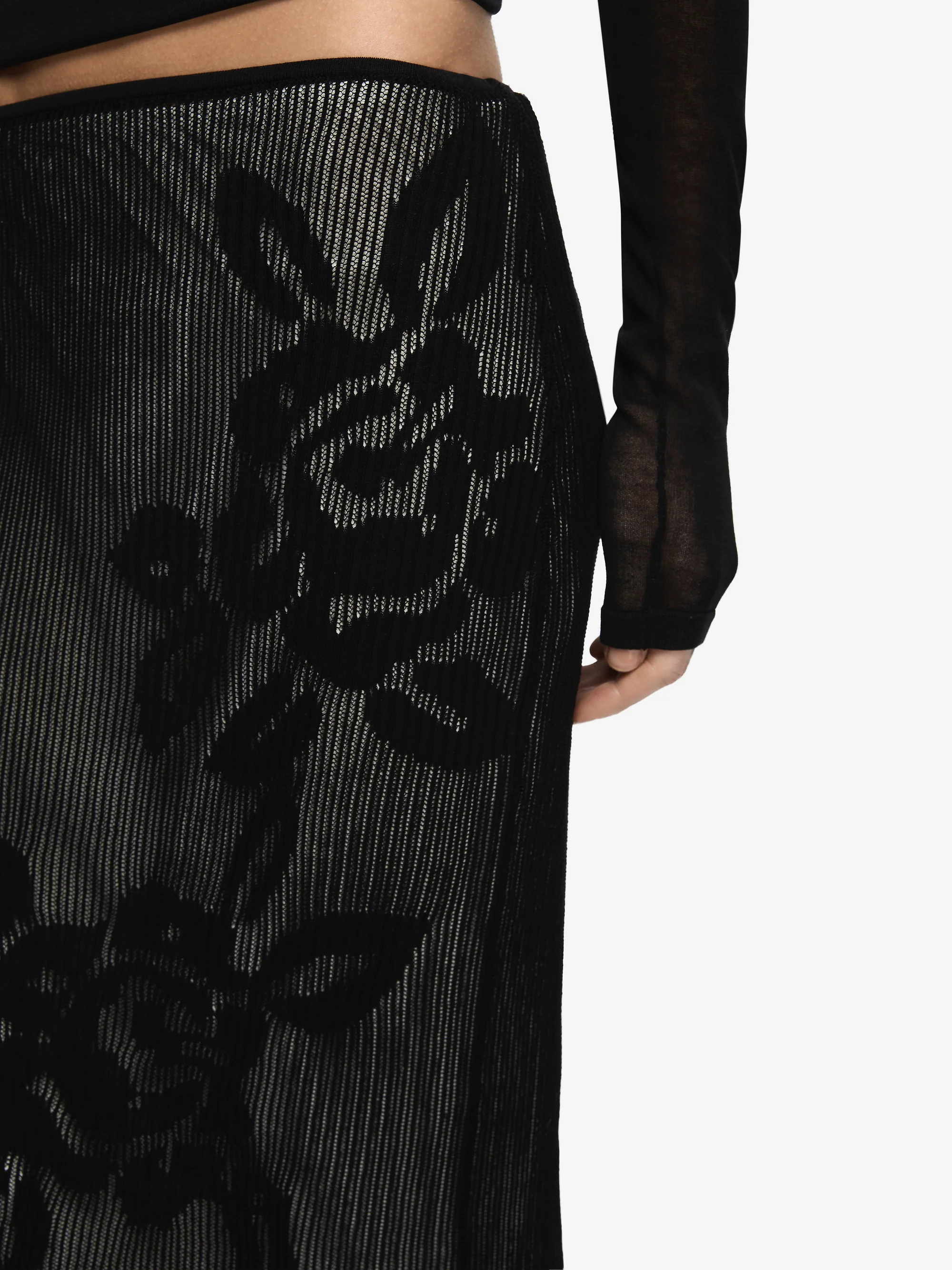 KORALI MIDI SKIRT - BLACK/IVORY - Image 3