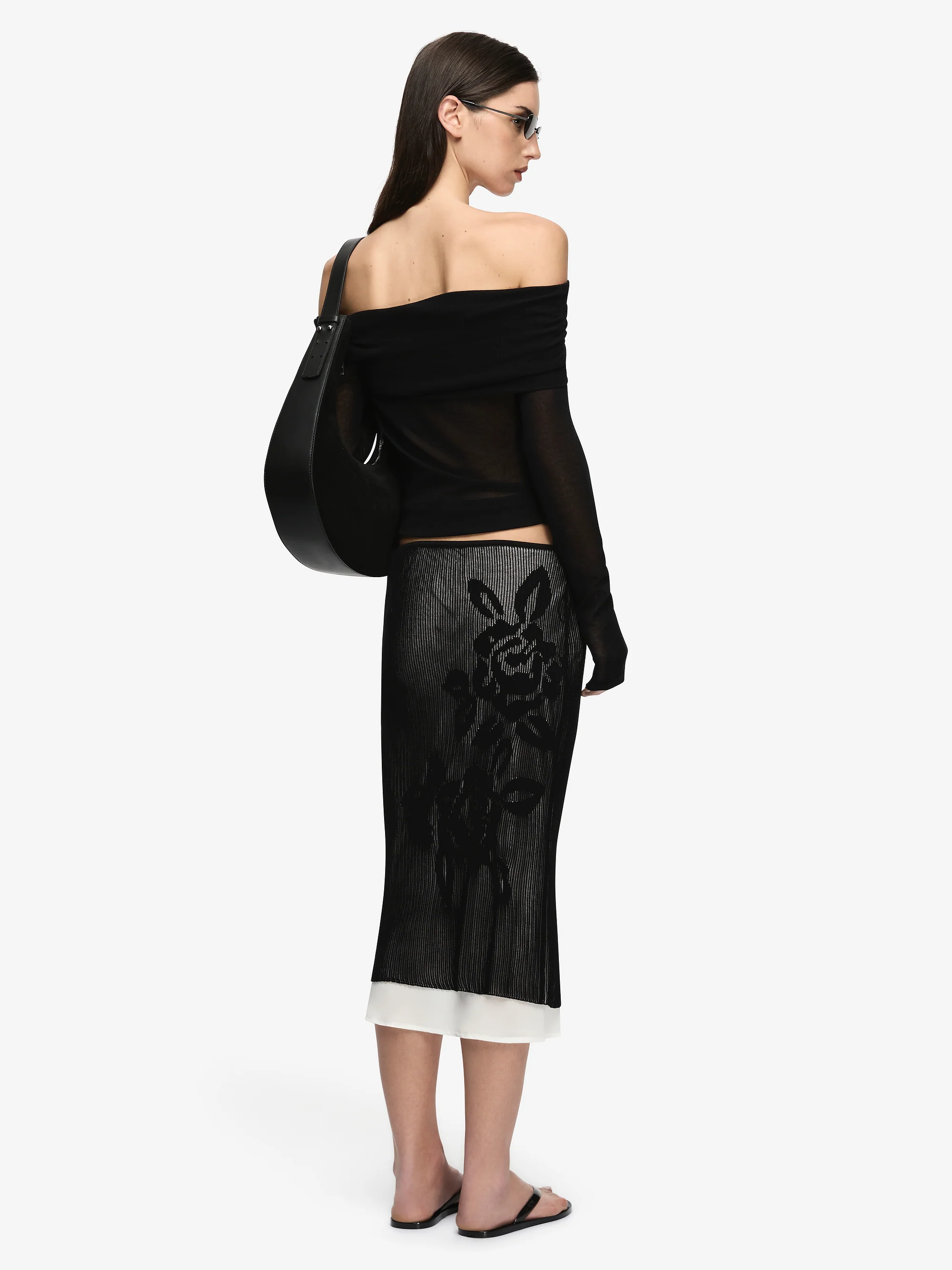 KORALI MIDI SKIRT - BLACK/IVORY - Image 5