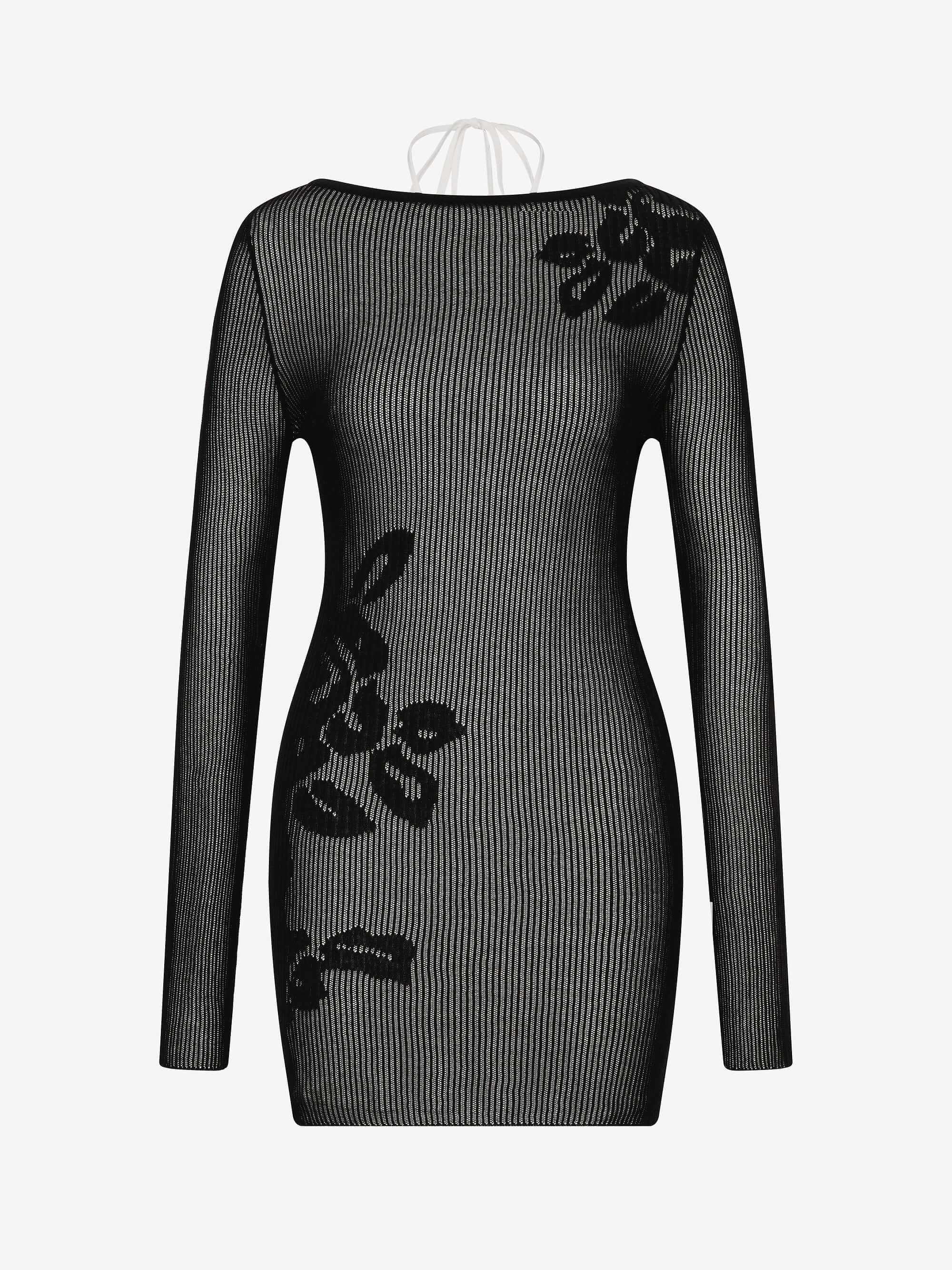 KORALI MINI DRESS - BLACK/IVORY - Image 6
