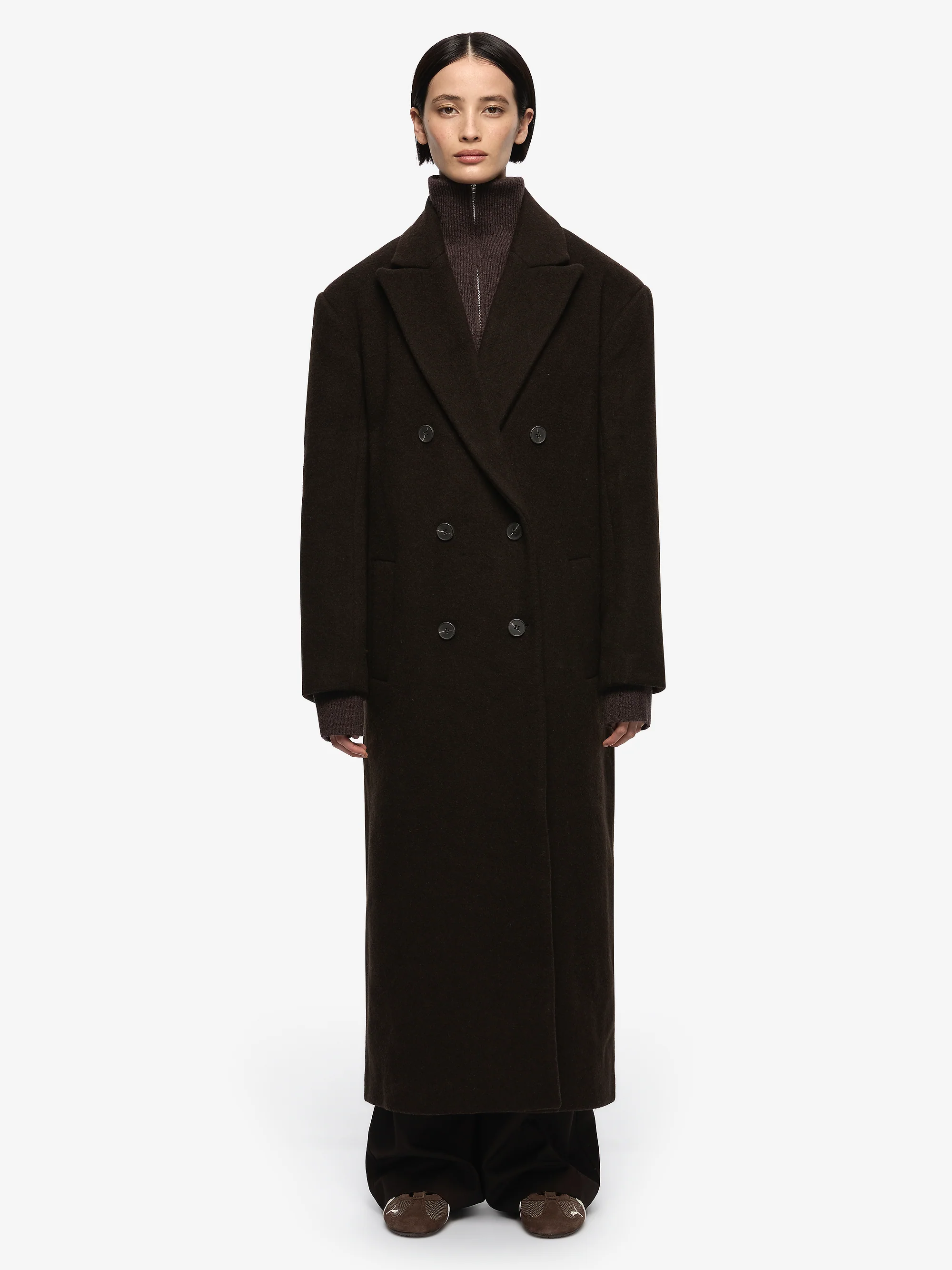 RUTHE WOOL COAT - DARK CHOCOLATE