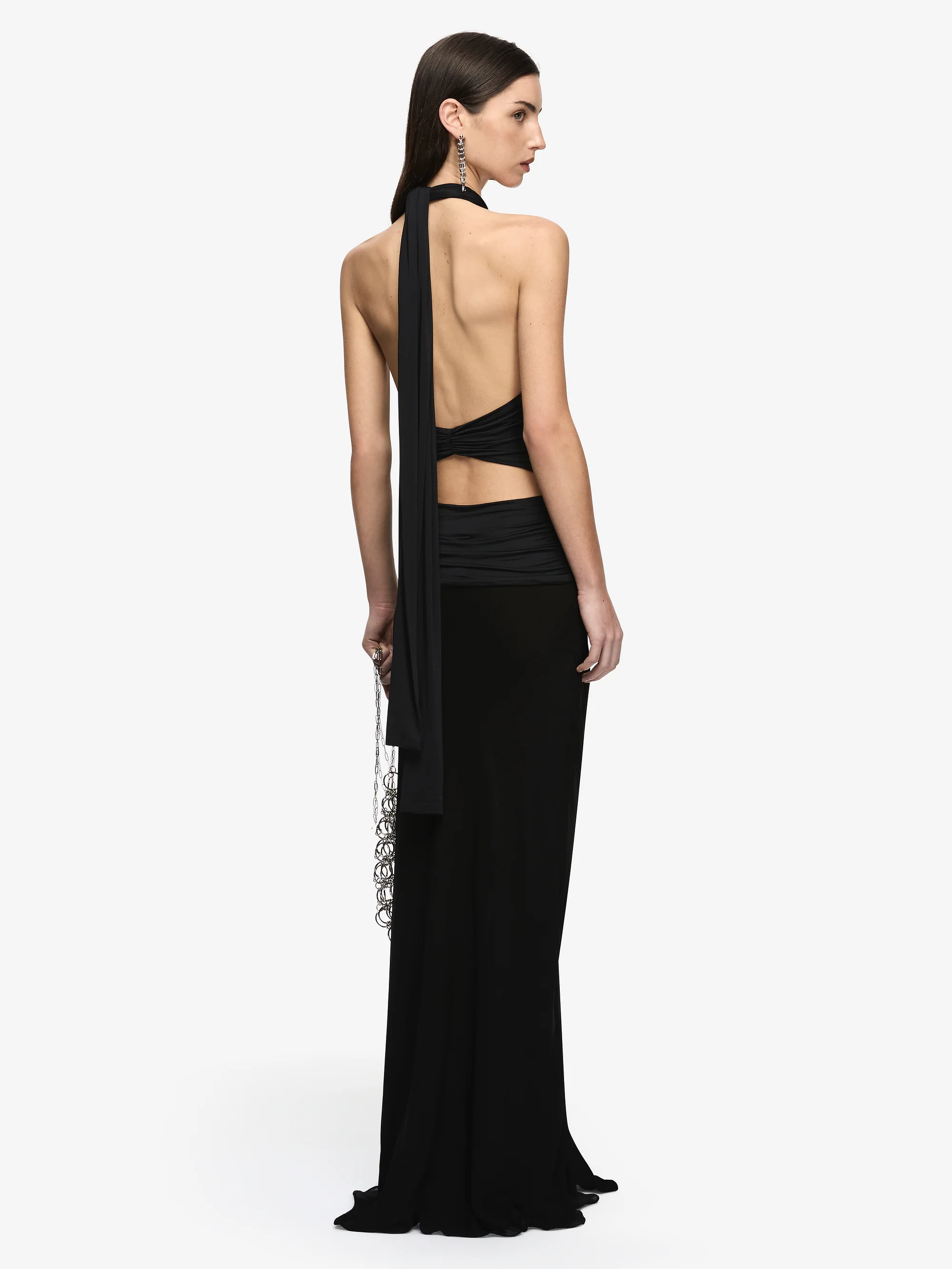 THALIA HALTER MAXI DRESS - BLACK - Image 3